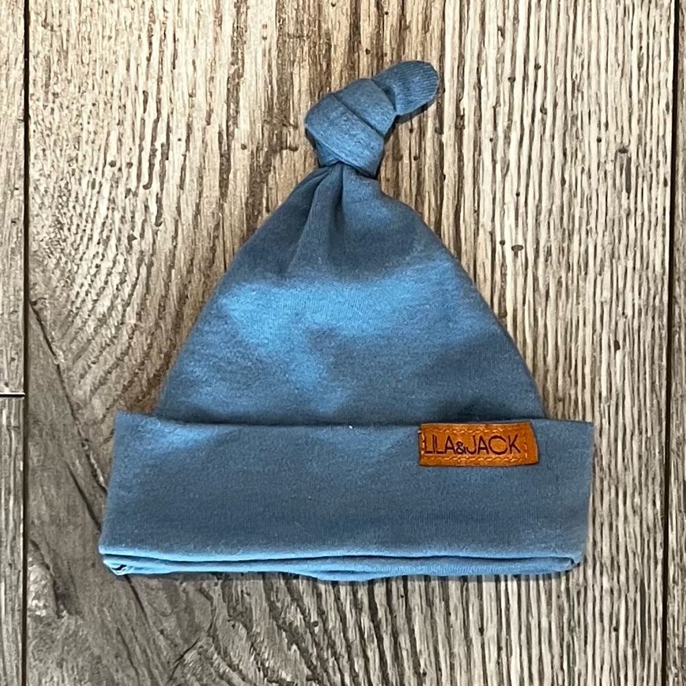 Lila & Jack Knotted Baby Hat Blue Baby Boy Soft Newborn Infant Hospital Outfit
